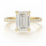 2 Carat Lab-Grown Emerald Diamond Engagement Ring with Diamond Band – 18k White Gold