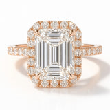 2 Carat Lab-Grown Emerald Diamond Halo Engagement Ring - 18k White Gold