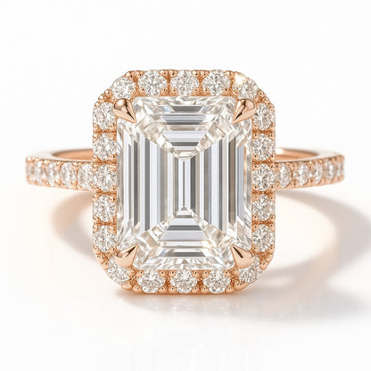 2 Carat Lab-Grown Emerald Diamond Halo Engagement Ring - 18k White Gold