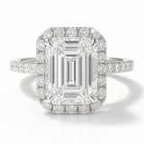 2 Carat Lab-Grown Emerald Diamond Halo Engagement Ring - 18k White Gold