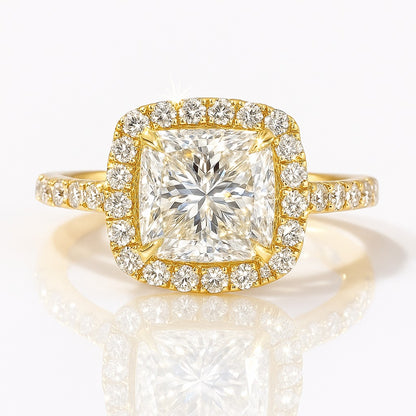 2 Carat Lab-Grown Halo Engagement Ring – Princess Cut Diamond 18k White Gold