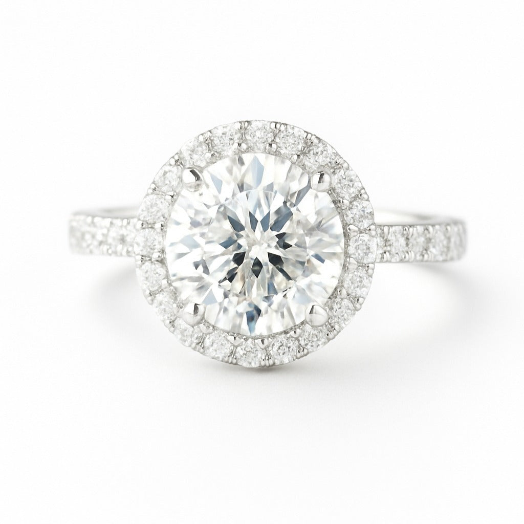 2 Carat Lab-Grown Halo Engagement Ring – Round Diamond