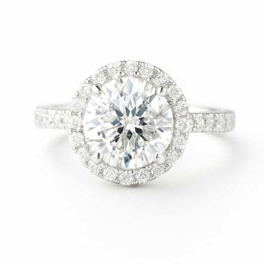 2 Carat Lab-Grown Halo Engagement Ring – Round Diamond