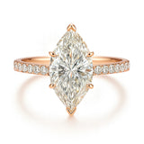 2 Carat Lab-Grown Marquise Diamond Band Engagement Ring  - 18k White Gold