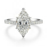 2 Carat Lab-Grown Marquise Diamond Band Engagement Ring  - 18k White Gold