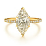 2 Carat Lab-Grown Marquise Diamond Band Engagement Ring  - 18k White Gold