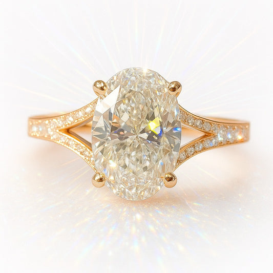2 Carat Lab-Grown Oval Diamond Band Engagement Ring
