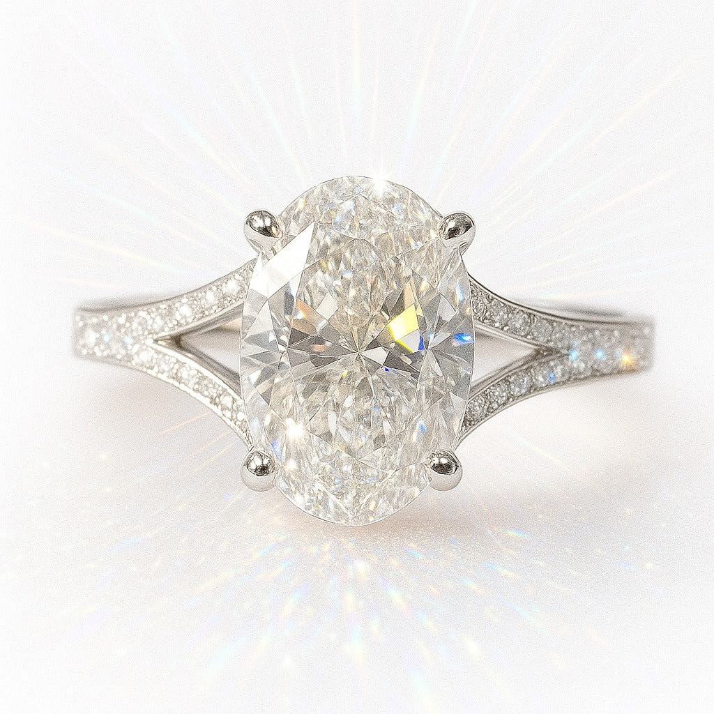 2 Carat Lab-Grown Oval Diamond Band Engagement Ring