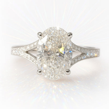 2 Carat Lab-Grown Oval Diamond Band Engagement Ring