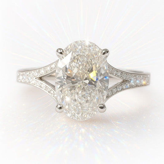 2 Carat Lab-Grown Oval Diamond Band Engagement Ring