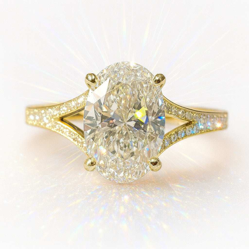 2 Carat Lab-Grown Oval Diamond Band Engagement Ring