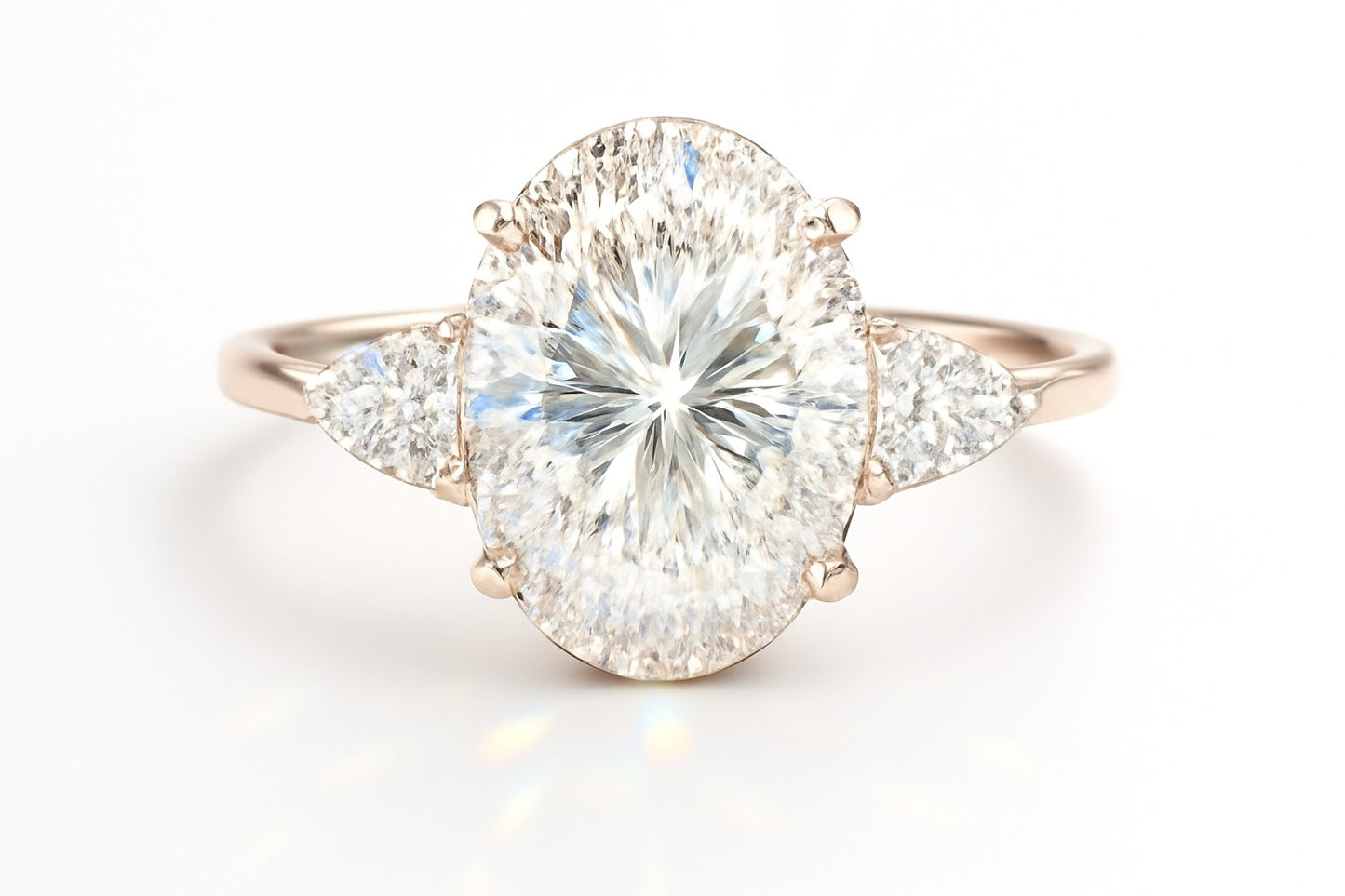 2 Carat Lab-Grown Oval Diamond Trilogy Engagement Ring