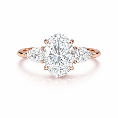 2 Carat Lab-Grown Oval Diamond Trilogy Engagement Ring