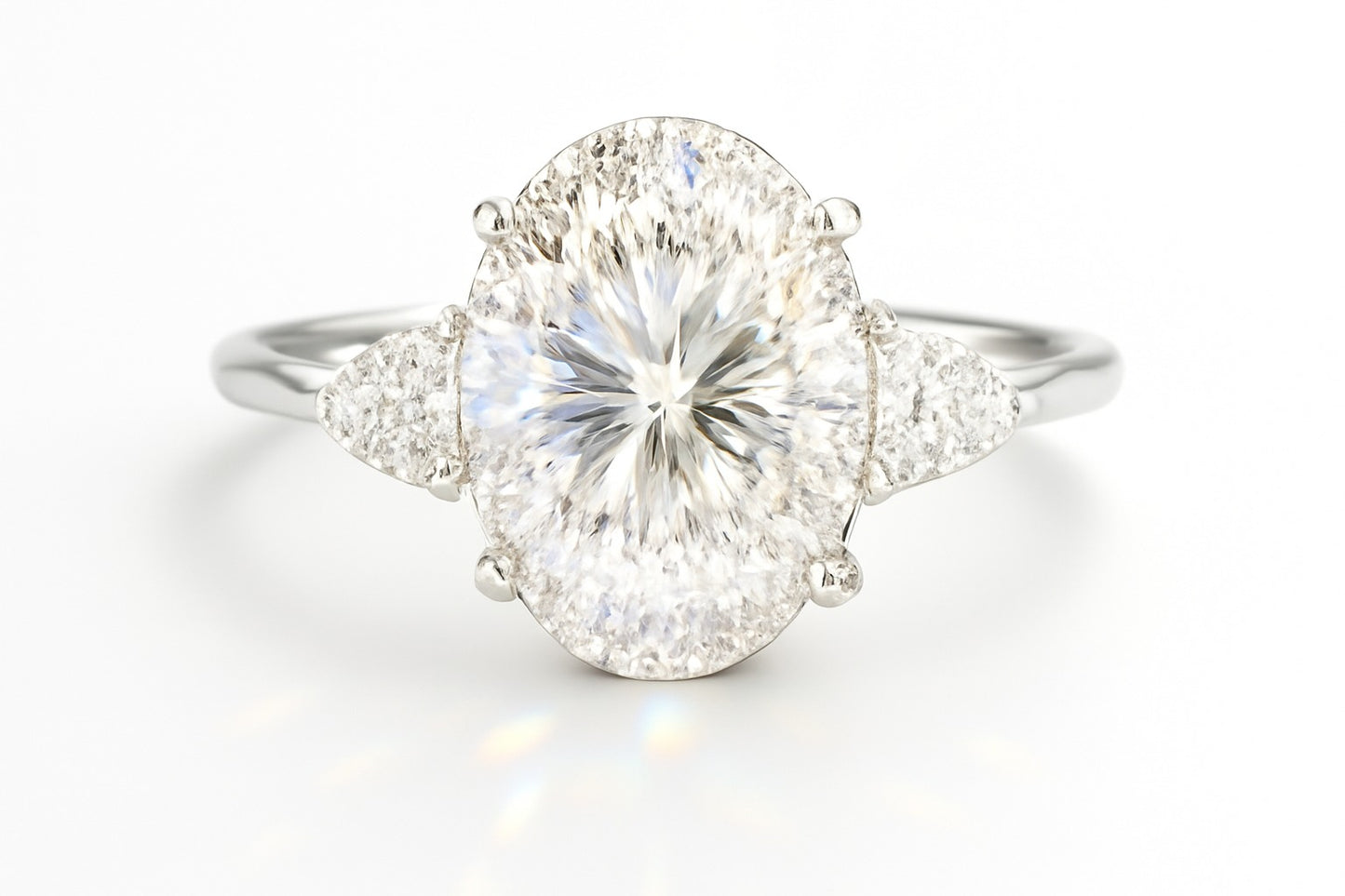 2 Carat Lab-Grown Oval Diamond Trilogy Engagement Ring