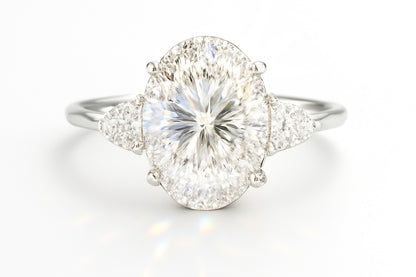 2 Carat Lab-Grown Oval Diamond Trilogy Engagement Ring