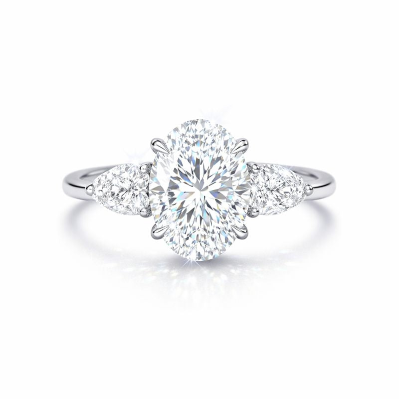2 Carat Lab-Grown Oval Diamond Trilogy Engagement Ring