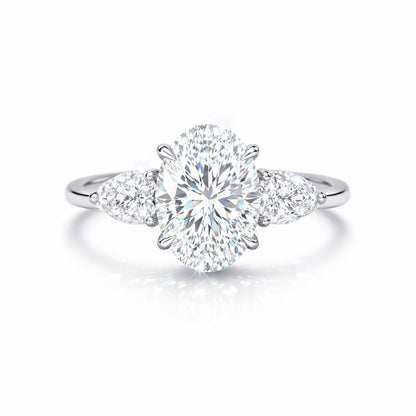 2 Carat Lab-Grown Oval Diamond Trilogy Engagement Ring