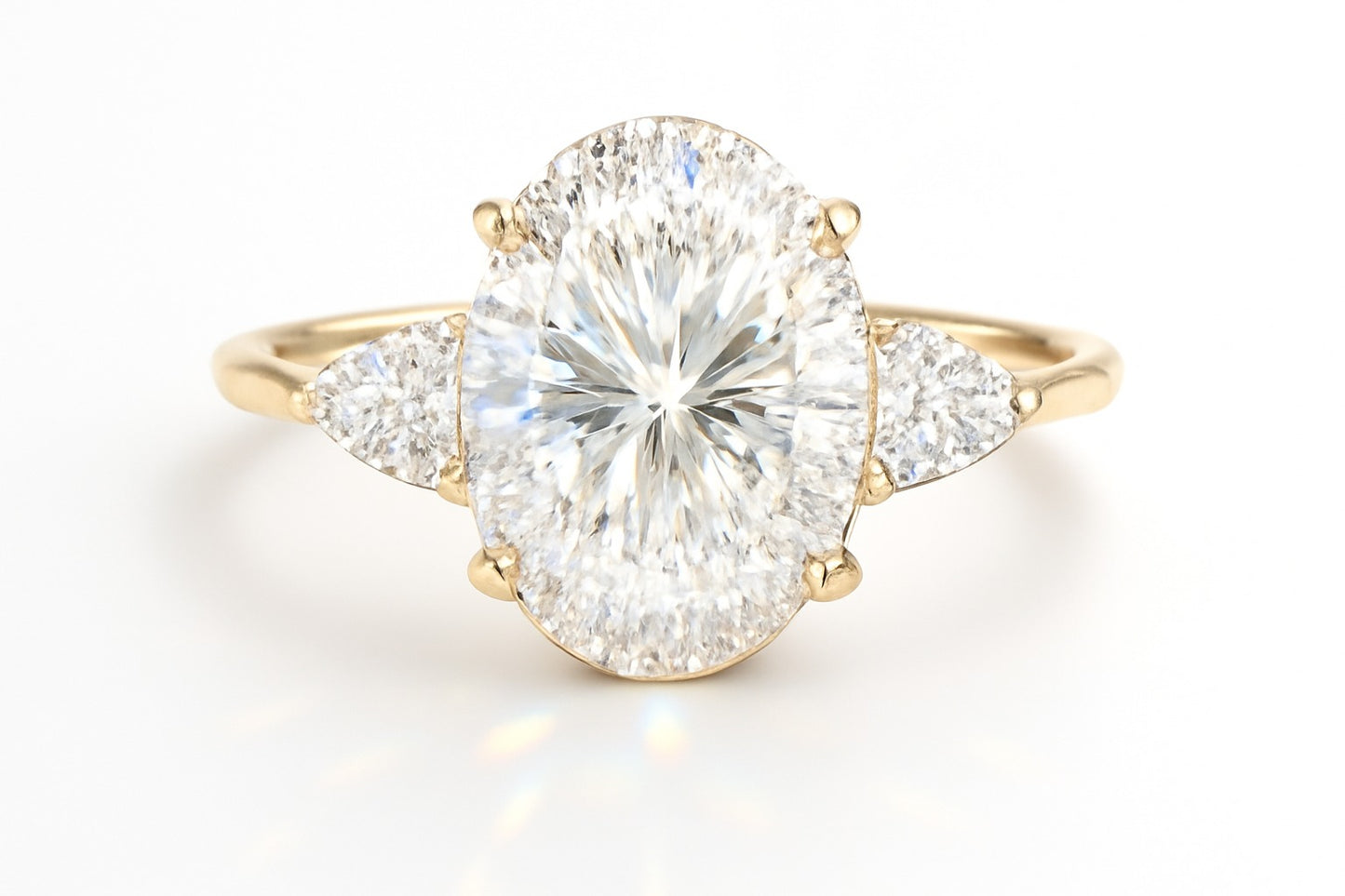 2 Carat Lab-Grown Oval Diamond Trilogy Engagement Ring