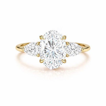 2 Carat Lab-Grown Oval Diamond Trilogy Engagement Ring