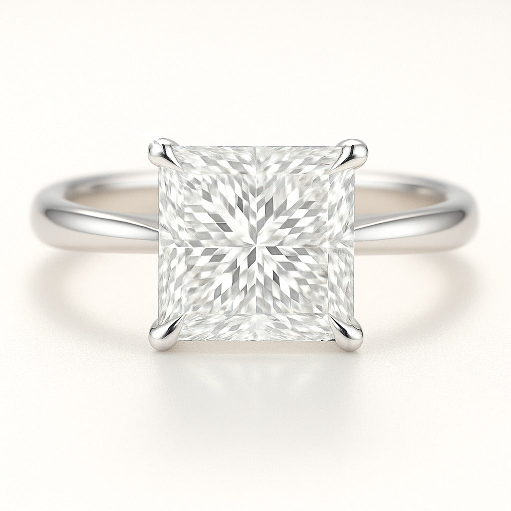 2 Carat Lab-Grown Princess Cut Solitaire Engagement Ring - 18k White Gold