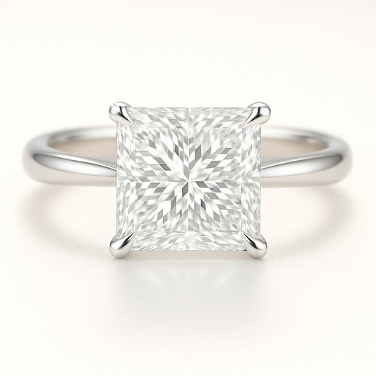 2 Carat Lab-Grown Princess Cut Solitaire Engagement Ring - 18k White Gold
