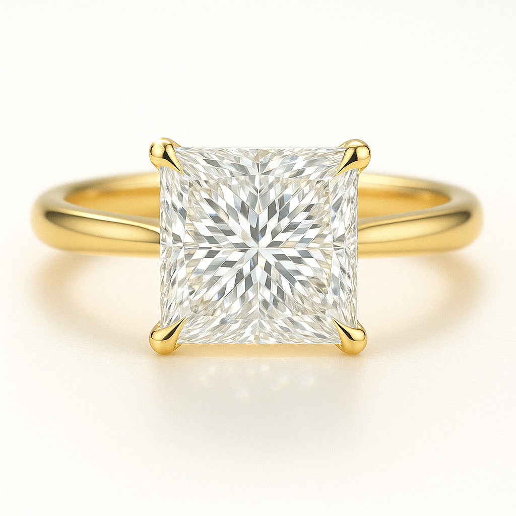 2 Carat Lab-Grown Princess Cut Solitaire Engagement Ring - 18k White Gold