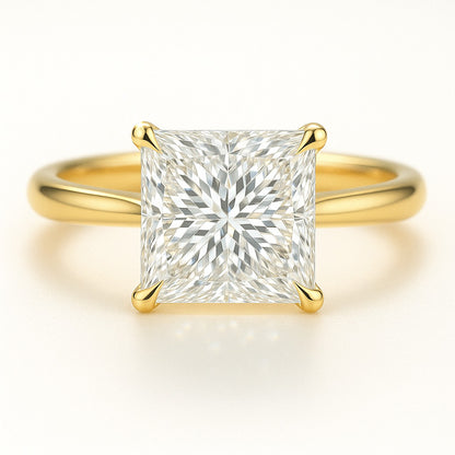 2 Carat Lab-Grown Princess Cut Solitaire Engagement Ring - 18k White Gold