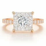 2 Carat Lab-Grown Princess Diamond Band Engagement Ring - 18K Yellow Gold