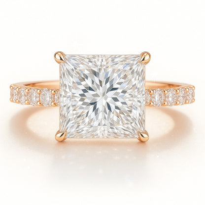 2 Carat Lab-Grown Princess Diamond Band Engagement Ring - 18K Yellow Gold