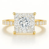 2 Carat Lab-Grown Princess Diamond Band Engagement Ring - 18K Yellow Gold