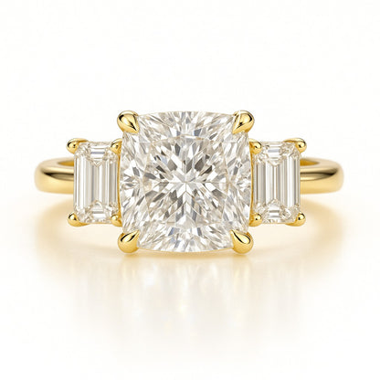 2 Carat Lab-Grown Princess Diamond Trilogy Engagement Ring - 18K White Gold