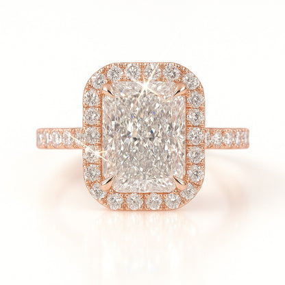 2 Carat Lab-Grown Radiant Diamond Halo Engagement Ring