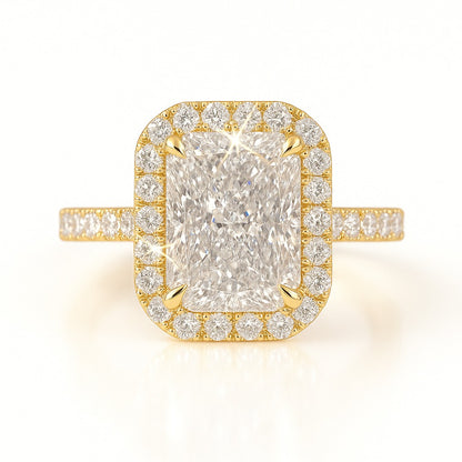 2 Carat Lab-Grown Radiant Diamond Halo Engagement Ring