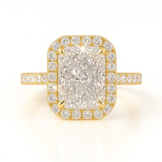 2 Carat Lab-Grown Radiant Diamond Halo Engagement Ring