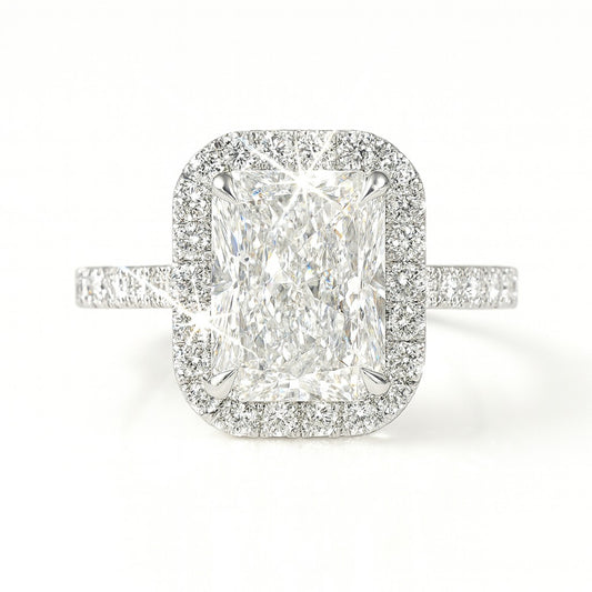 2 Carat Lab-Grown Radiant Diamond Halo Engagement Ring