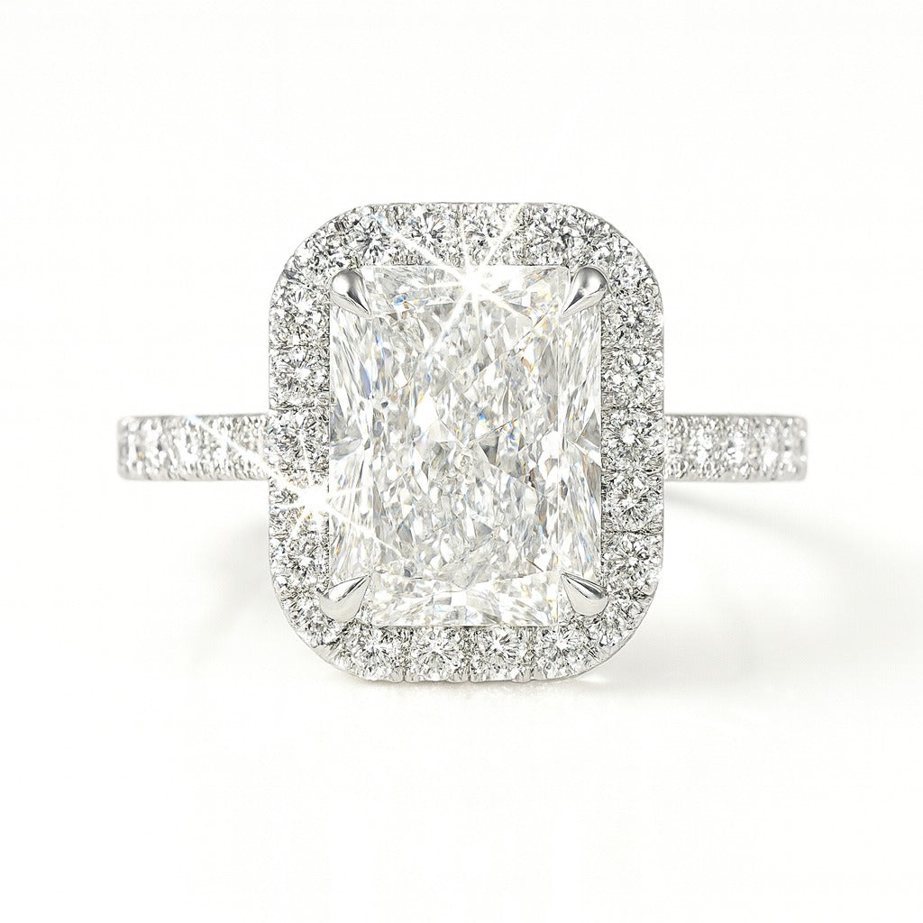 2 Carat Lab-Grown Radiant Diamond Halo Engagement Ring