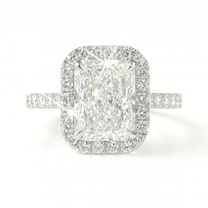 2 Carat Lab-Grown Radiant Diamond Halo Engagement Ring