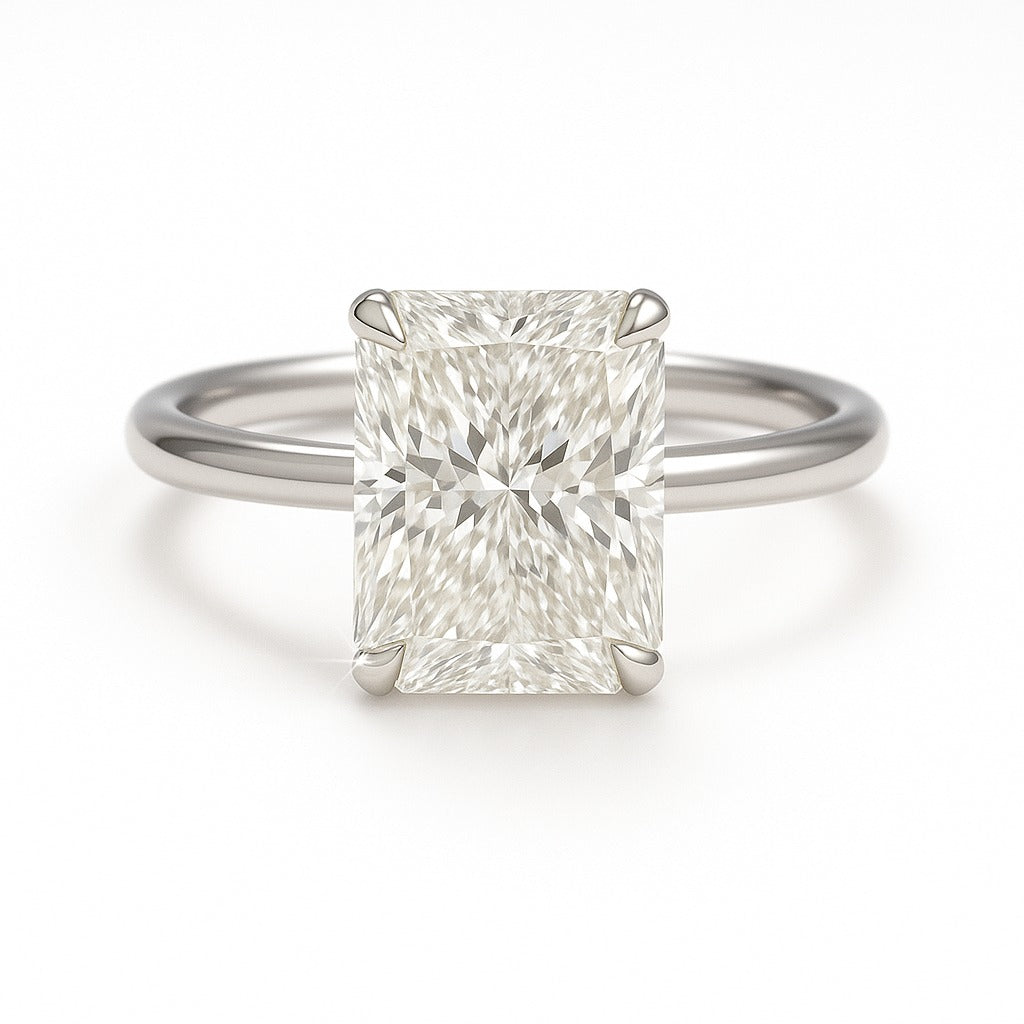 1.5 Carat Lab-Grown Radiant Diamond Solitaire Engagement Ring 18k Yellow Gold