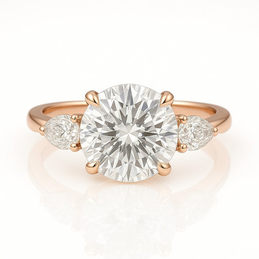 2 Carat Lab-Grown Trilogy Engagement Ring – Round Brilliant Diamond