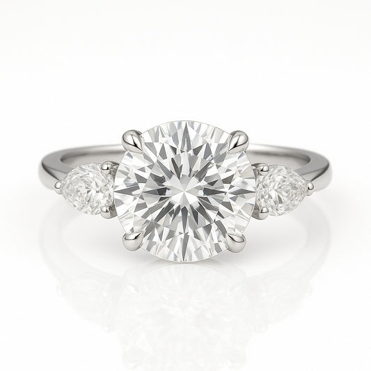 2 Carat Lab-Grown Trilogy Engagement Ring – Round Brilliant Diamond