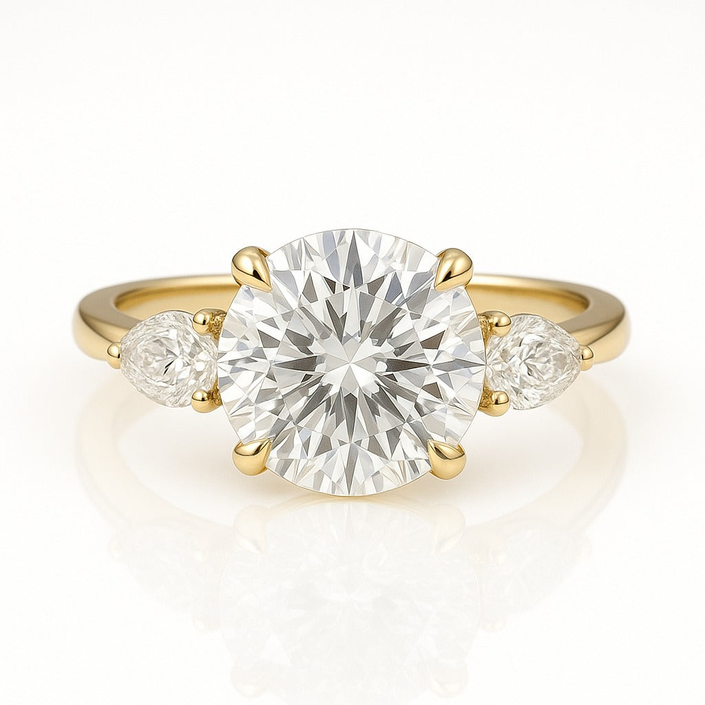 2 Carat Lab-Grown Trilogy Engagement Ring – Round Brilliant Diamond
