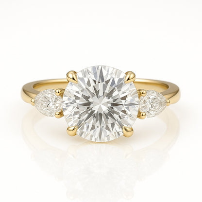 2 Carat Lab-Grown Trilogy Engagement Ring – Round Brilliant Diamond
