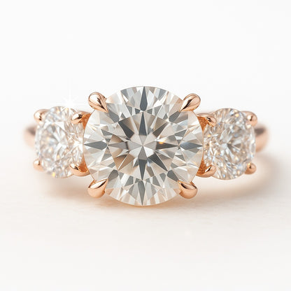 2 Carat Lab-Grown Trilogy Engagement Ring – Round Diamond