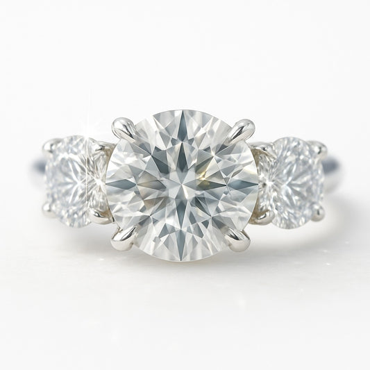 2 Carat Lab-Grown Trilogy Engagement Ring – Round Diamond