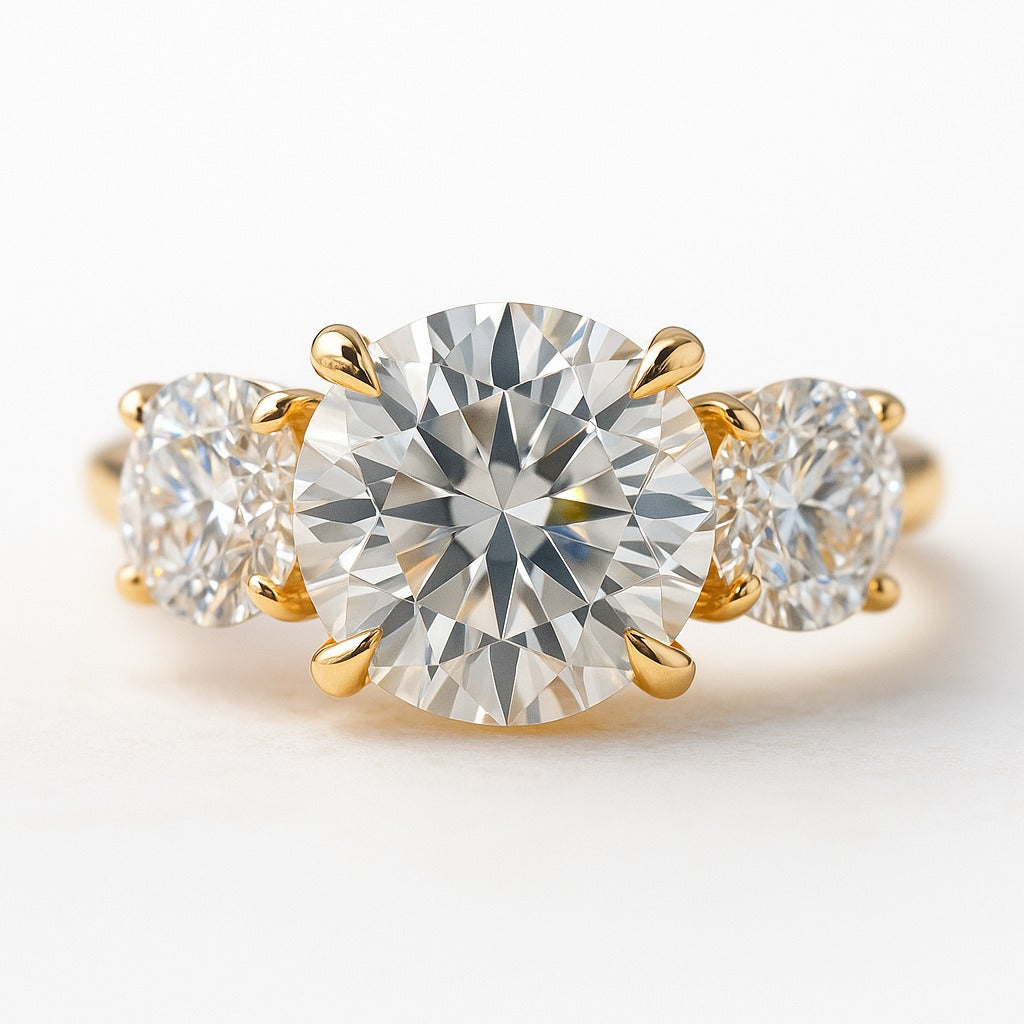 2 Carat Lab-Grown Trilogy Engagement Ring – Round Diamond