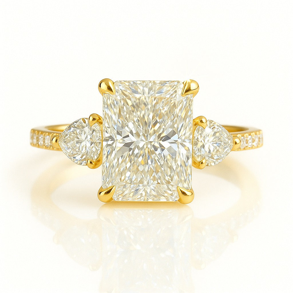 2 Carat Lab-grown Trilogy Engagement Ring  18k White Gold - Radiant Cut Diamond