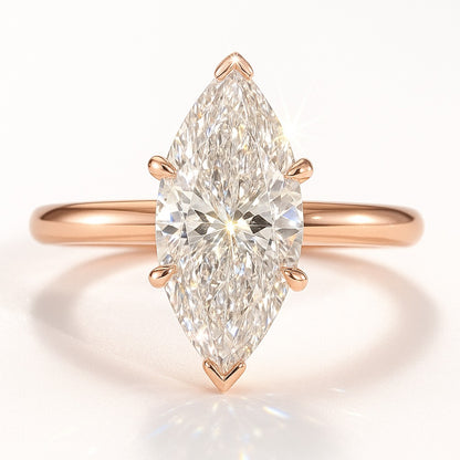 2 Carat Marquise Lab-Grown Diamond Solitaire Engagement Ring - 18k Yellow Gold