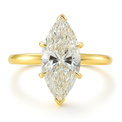 2 Carat Marquise Lab-Grown Diamond Solitaire Engagement Ring - 18k Yellow Gold