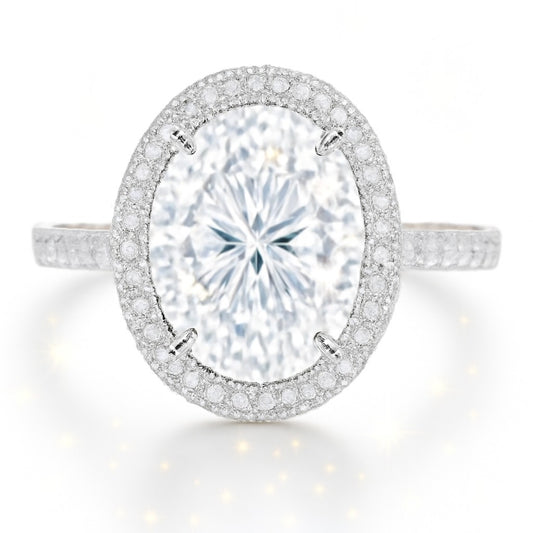 2 Carat Oval Lab-grown Halo Engagement Ring