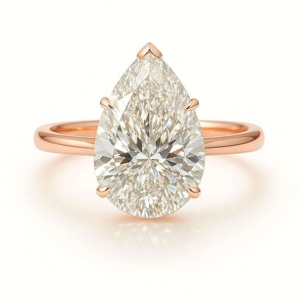 2 Carat Pear Lab-Grown Solitaire Engagement Ring - 18K Yellow Gold